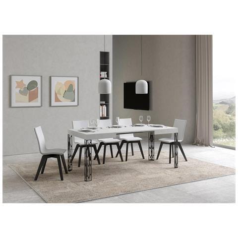 Tavolo Allungabile 70x110/194 Cm Ghibli Telaio Antracite - Bianco Frassino - Foto 5
