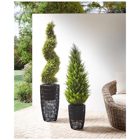 Set Di 2 Vasi Per Piante Chelone Rattan Sintetico 26/34 Cm Nero - Foto 9