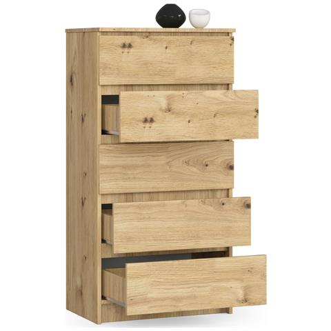 Cassettiera K60, 5 cassetti, 60x40x121 cm, Colore Quercia Artisan - Foto 2