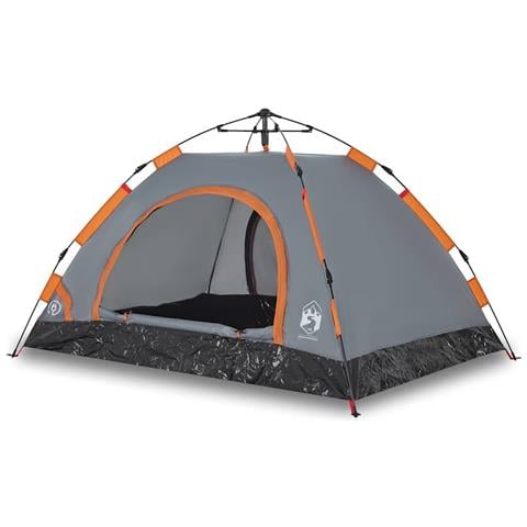Tenda Campeggio 2 Persone Grigio e Arancione a Rilascio Rapido - Foto 1