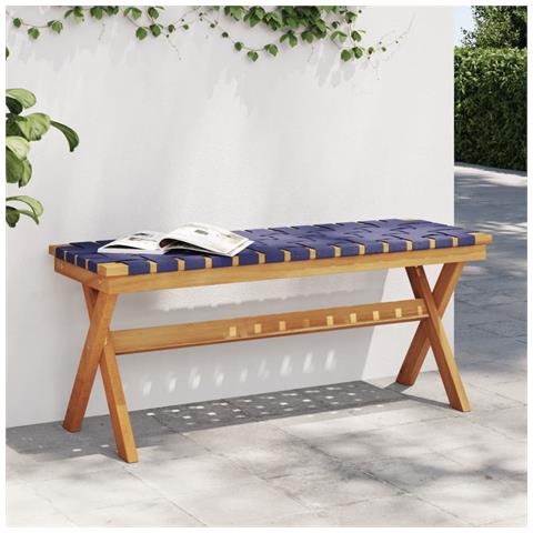 Panca Da Giardino Blu Scuro Legno Massello Di Acacia E Tessuto - Foto 1
