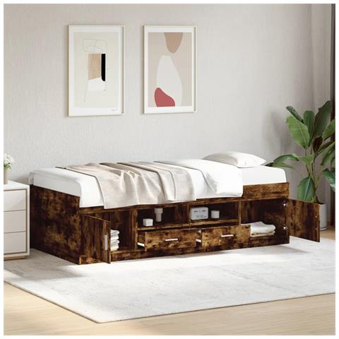 Divano Letto Con Cassetti Senza Materasso Rovere Fumo 90x200 Cm - Foto 1