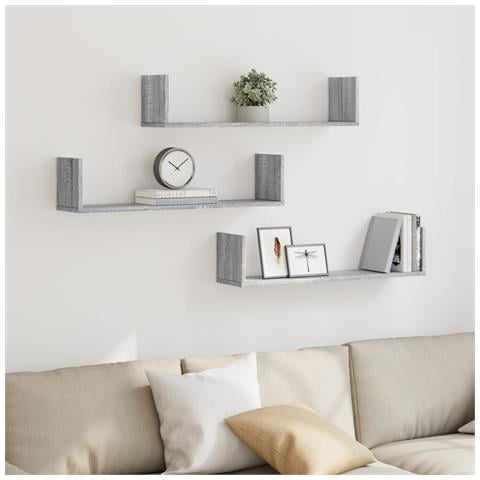 Mensole A Parete 3pz Grigio Sonoma 80x18x18 Cm In Truciolato - Foto 1