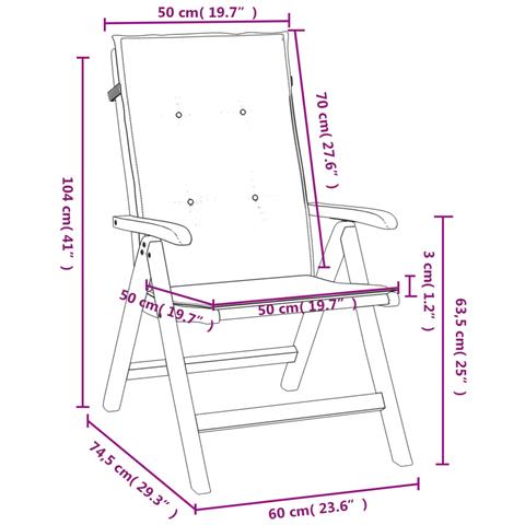 Sedie da Giardino Reclinabili con Cuscini 8 pz in Legno di Teak - Foto 2