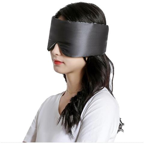 Maschera Da Sonno In Seta Di Gelso 100% Per Donna Uomo, Maschera Per Occhi In Seta Per Dormire Darkgrey - Foto 2