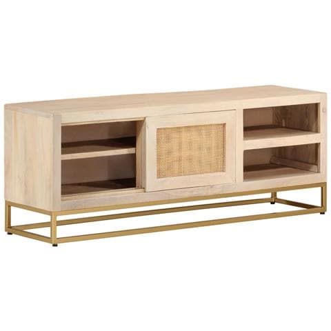 Mobile Porta Tv 110x30x40 Cm In Legno Massello Di Mango E Ferro - Foto 3