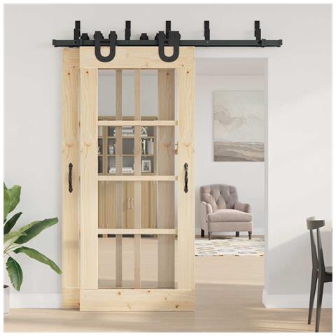 Kit Di Binari Per Porte Scorrevoli 183 Cm Acciaio Nero - Foto 3