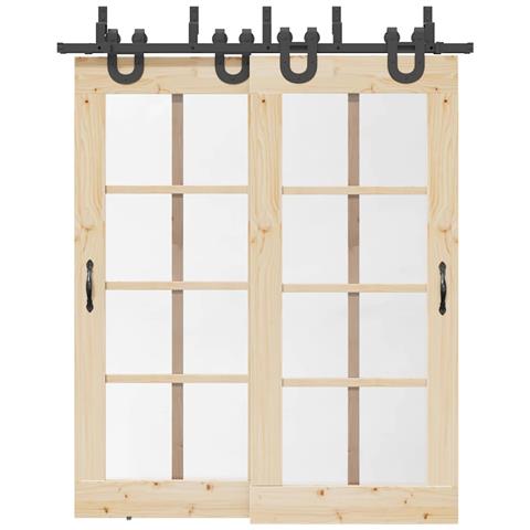 Kit Di Binari Per Porte Scorrevoli 183 Cm Acciaio Nero - Foto 1