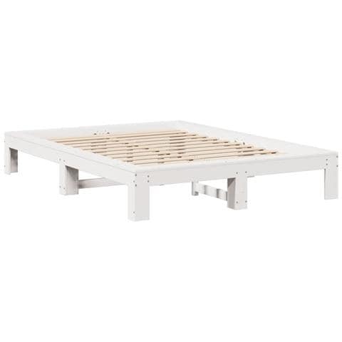 Letto Senza Materasso Bianco 140x190 Cm Legno Massello Di Pino - Foto 3