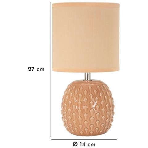 Lampada Da Tavolo Mf98 - Beige - Ceramica - 14x14x27 Cm - Foto 6