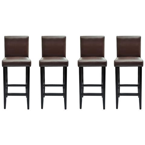 Sgabelli Da Bar 4 Pz Marrone Scuro In Similpelle - Foto 1
