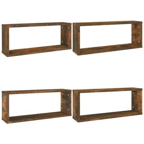 Lusso Casadino -  Mensole Muro Cubo 4pz Rovere Fumo 80x15x26,5 Cm In Multistrato - Foto 1