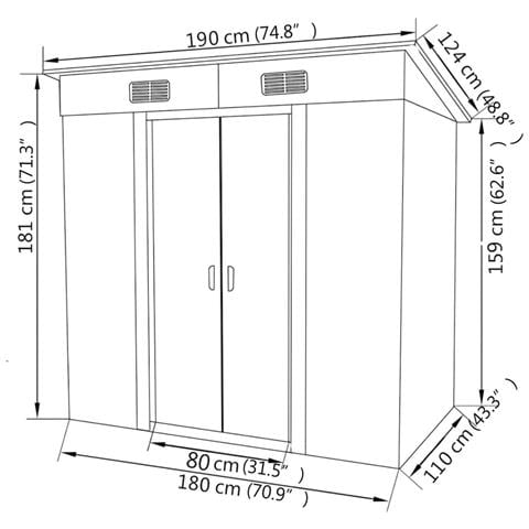 Capanno Da Giardino Verde Metallo - Foto 8