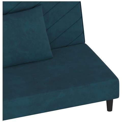 Divano Letto a 2 Posti con 2 Cuscini Blu in Velluto - Foto 9