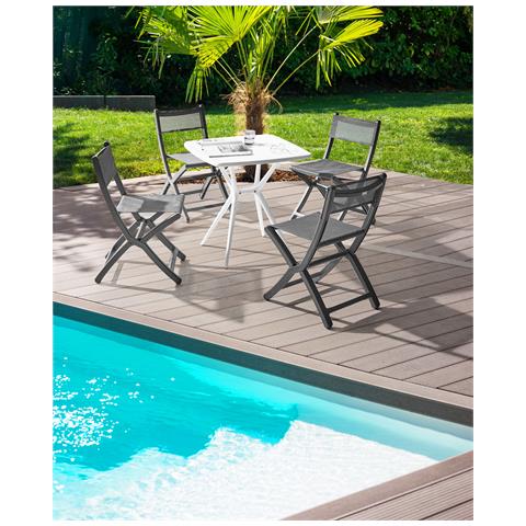 Set Di 4 Sedie Da Giardino Talca Grigio Scuro - Foto 1