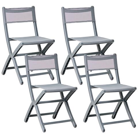 Set Di 4 Sedie Da Giardino Talca Grigio Scuro - Foto 2