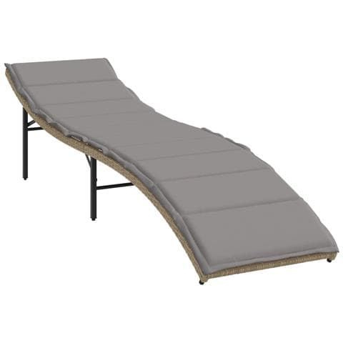 Lettino Prendisole con Cuscini Beige 55x199x50 cm Polyrattan - Foto 1