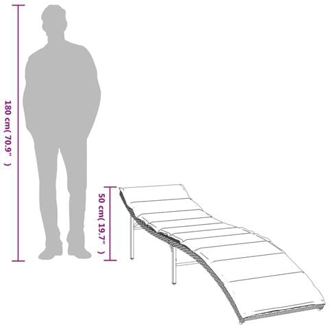 Lettino Prendisole con Cuscini Beige 55x199x50 cm Polyrattan - Foto 9