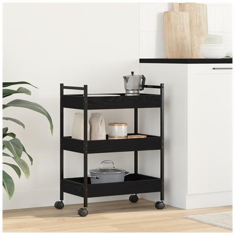 Carrello da cucina  Rovere nero 50x30x70 cm Legno ingegnerizzato - Foto 2