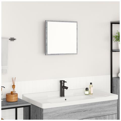Specchio da Bagno LED Grigio Sonoma 40x8.5x37 cm Legno Ingegnerizzato - Foto 2