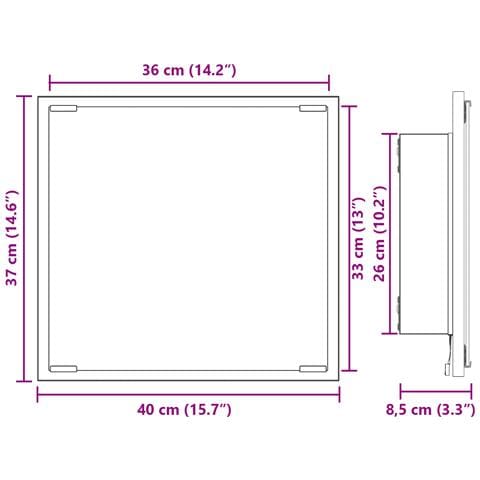 Specchio da Bagno LED Grigio Sonoma 40x8.5x37 cm Legno Ingegnerizzato - Foto 7