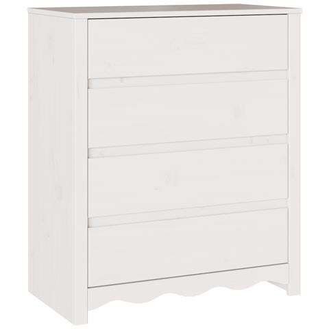 "Cassettiera ""DRAMMEN"" Bianca 76,5x40x91 cm Legno Massello Pino" - Foto 1
