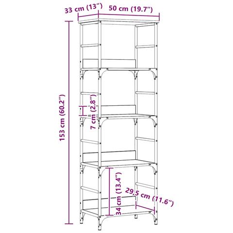 Libreria Rovere Artigianale 50x33x153 cm in Truciolato - Foto 9