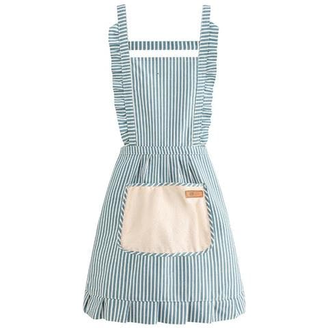 Elegante Grembiule Da Cucina In Cotone E Lino - Pettorina Traspirante Per Cucinare In Casa Blue - Foto 2