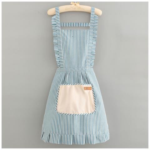 Elegante Grembiule Da Cucina In Cotone E Lino - Pettorina Traspirante Per Cucinare In Casa Blue - Foto 3