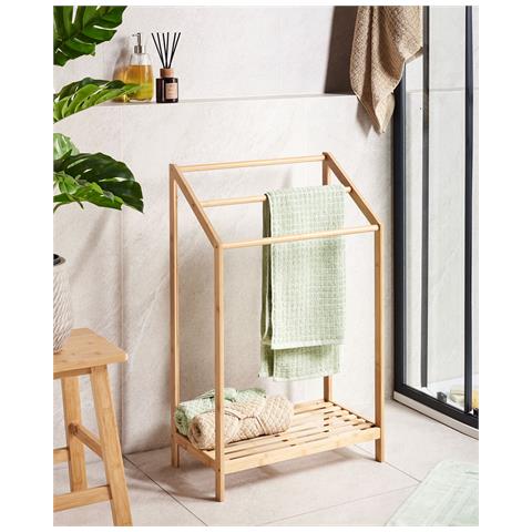 Porta Asciugamani Con Ripiano Yungas Legno Di Bambù Marrone Chiaro - Foto 1