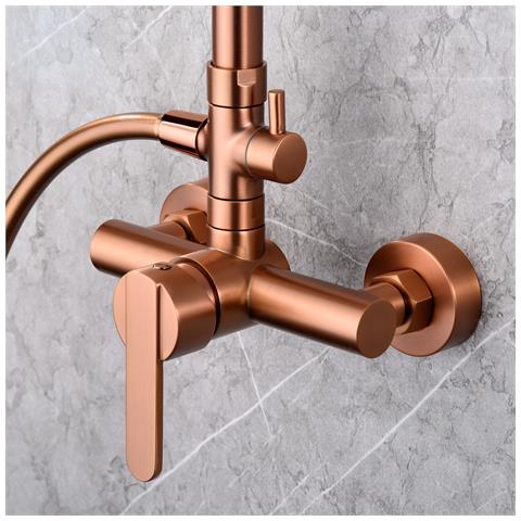 Set Doccia Monocomando Roma Oro Rosa Corpo Ottone Asta Estensibile Getto Extra Piatto Ø20 Anticalcare Cartuccia Ceramica Ø35 Mm Finitura Pvd Spazzolata Tubo E Maniglia Inclusi - Modello Ime - Foto 3