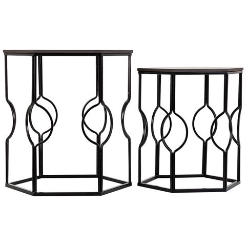 Set Tavoli 2 Pezzi Metallo Nero 34x34x52h-39x39x57h Cm - Foto 2