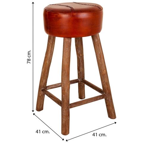 Sgabello In Pelle Rossa 41x41x78h - Foto 5