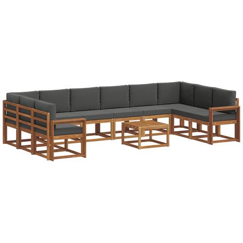 Set di divani da esterno 11 pcs Naturale e Antracite - Foto 1