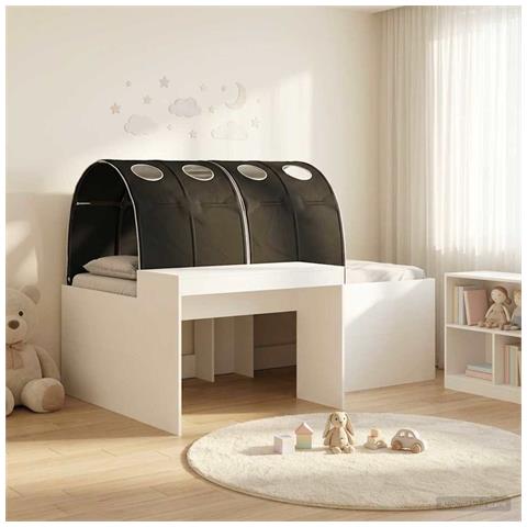Letto con Tunnel 4 pcs Bianco e Nero Legno ingegnerizzato - Foto 2