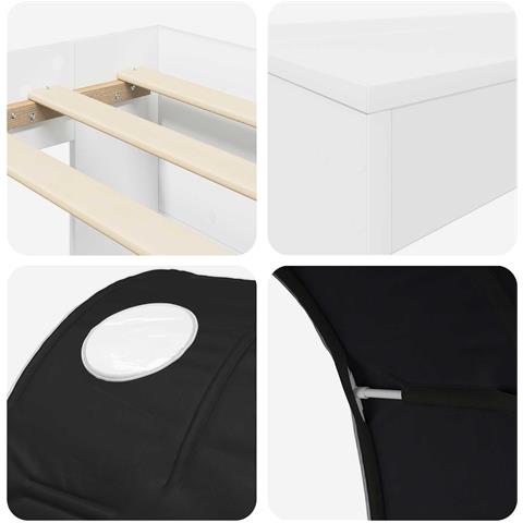 Letto con Tunnel 4 pcs Bianco e Nero Legno ingegnerizzato - Foto 9
