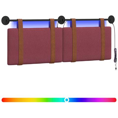 Testiera sospesa Con luce LED Rosso Vino PU Antico - Foto 1