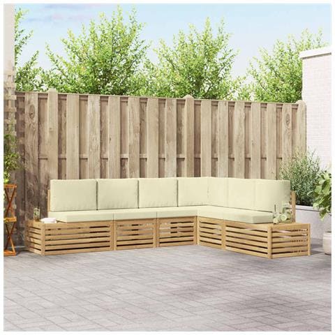 Set di divani da esterno Bianco 273 x 213,5 x 73 cm Poliestere - Foto 2