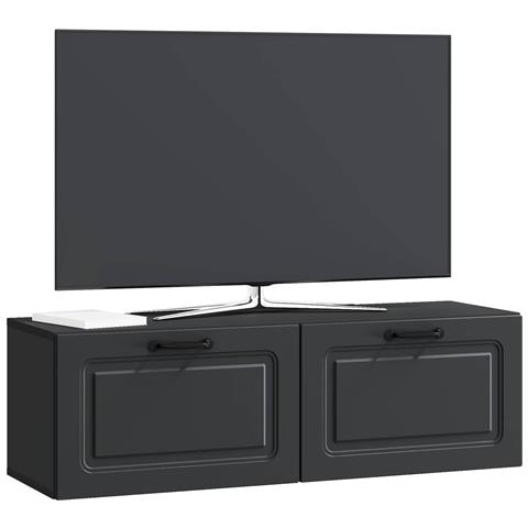 Mobile Porta TV da Muro Montaggio a parete Nero 98 x 31 x 30 cm - Foto 2
