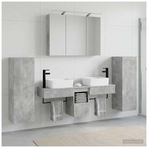 Set di mobili per il bagno 6 pcs Grigio Cemento - Foto 2