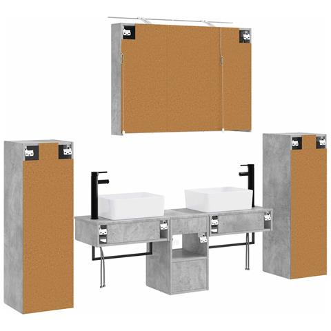 Set di mobili per il bagno 6 pcs Grigio Cemento - Foto 9