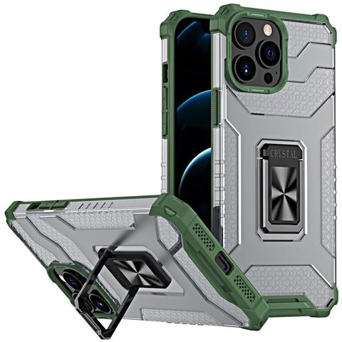Custodia Rigida Con Supporto A Cavalletto Per Iphone 13 Pro Verde - Foto 1