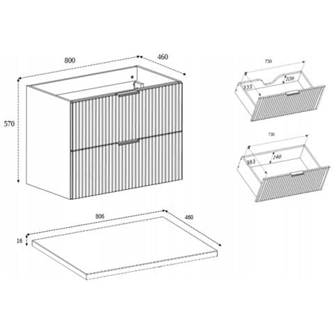 Set di mobili da bagno, Bianco opaco, 80/52/41 cm e 35/139/31 cm, Mobile sottolavabo, mobili da bagno, armadio alto, armadio da bagnoMobileda bagno - Foto 8