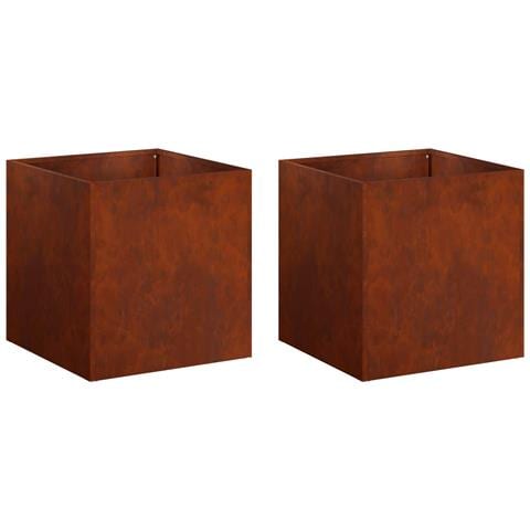 Vaso da giardino 2 pz Ruggine 25 x 25 x 25 cm Acciaio Corten - Foto 1