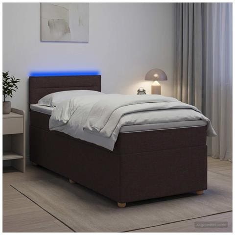 Letto box spring con materasso Marrone Scuro 90 x 190 cm - Foto 2