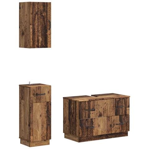 Set di armadietti da bagno in 3 pezzi HOORN Legno antico - Foto 1