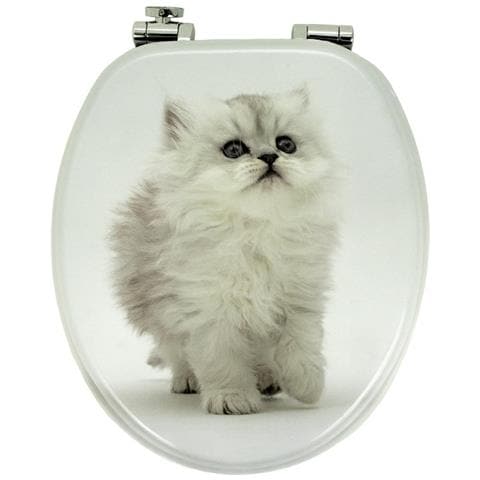 Sedile Wc Copri Vater Universale Frizionato Fantasia In Mdf Chiusura Rallentata *** Fantasia : White Cat - Foto 2