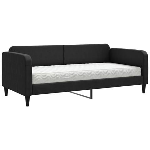 Divano Letto Con Materasso Nero 90x190 Cm In Tessuto - Foto 1
