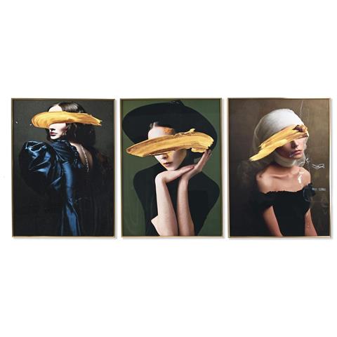 Quadro Dkd Home Decor Donna 60 X 3 X 80 Cm Moderno (3 Pezzi) - Foto 1