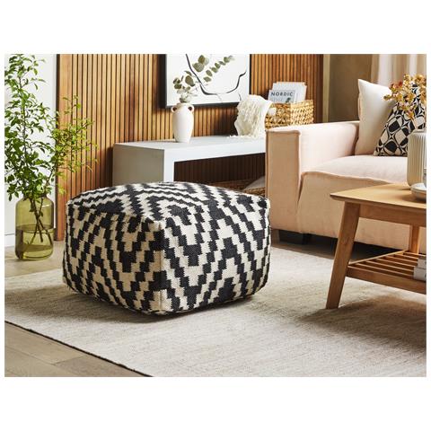 Pouf Knidos Lana Nero /bianco - Foto 1